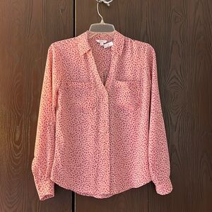 Candie’s long sleeved, lightweight peach with magenta spots. Size XS. NWT